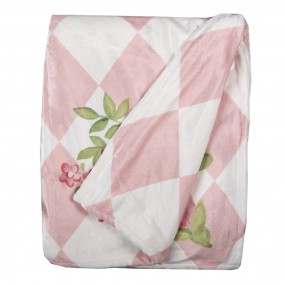 2SWR60 Throw Blanket 130x170 cm Pink White Polyester Blanket