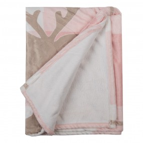 2SWC60-1 Throw Blanket 130x170 cm Pink White Polyester Reindeer Blanket