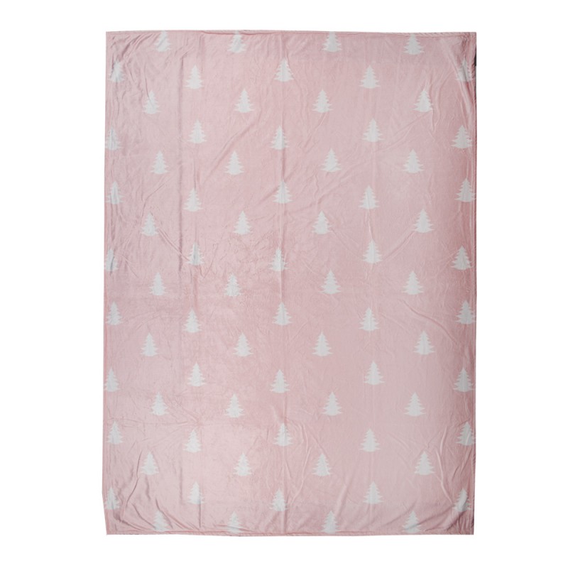 SWC60-2 Tagesdecke 130x170 cm Rosa Weiß Polyester Weihnachtsbäume Decke