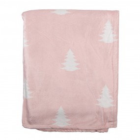 2SWC60-2 Throw Blanket 130x170 cm Pink White Polyester Christmas Trees Blanket
