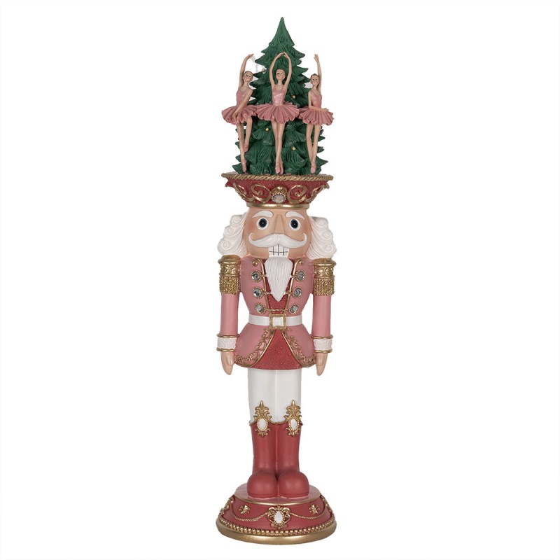 5PR0126 Christmas Decoration with LED Lighting Nutcracker 62 cm Pink Polyresin Christmas Decoration Figurine