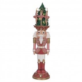 25PR0126 Christmas Decoration with LED Lighting Nutcracker 62 cm Pink Polyresin Christmas Decoration Figurine