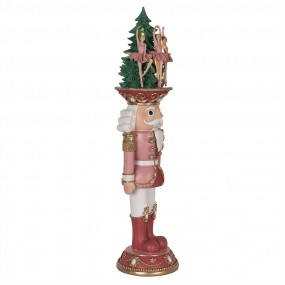 25PR0126 Christmas Decoration with LED Lighting Nutcracker 62 cm Pink Polyresin Christmas Decoration Figurine