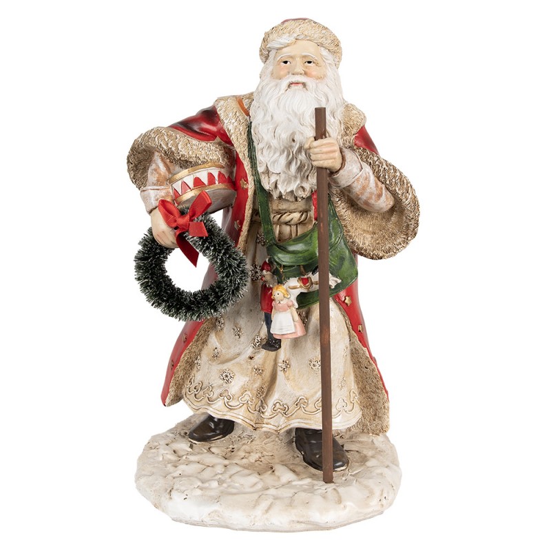 6PR3970 Decorative Figurine Santa Claus 25 cm Red Beige Polyresin Christmas Figurines