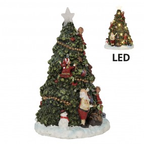 26PR3971 Décoration de Noël avec éclairage LED Sapin de Noël 26 cm Vert Polyrésine Figure de Noël