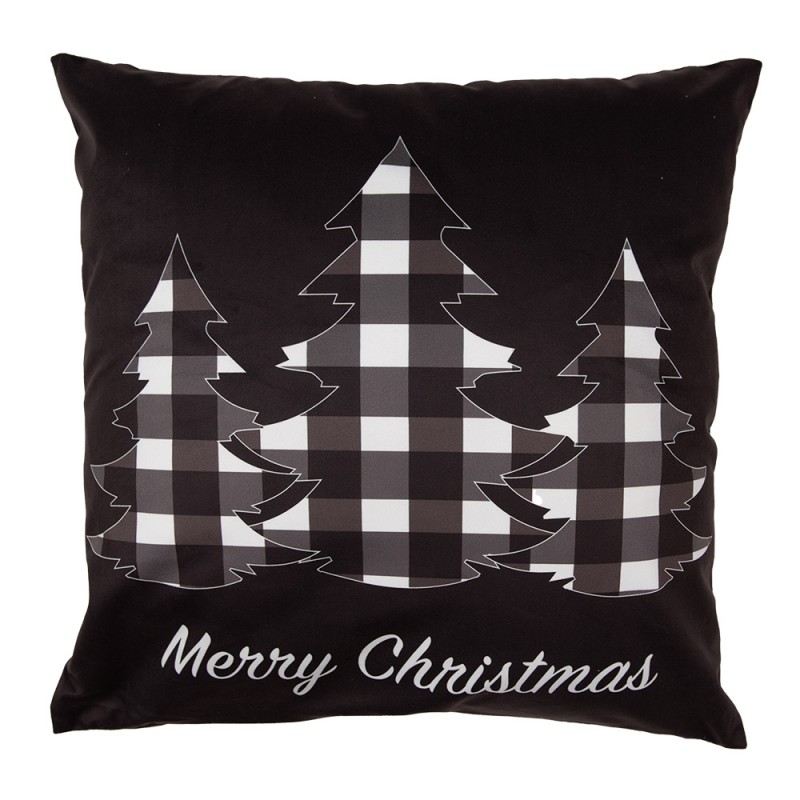 BWX23 Federa per cuscino 45x45 cm Nero Bianco  Poliestere Alberi di Natale Copricuscino decorativo