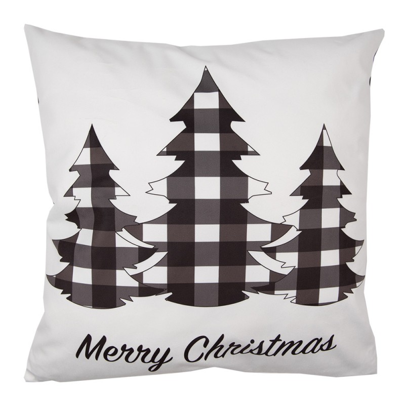 BWX24 Cushion Cover 45x45 cm White Black Polyester Christmas Trees Pillow Cover
