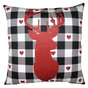 2KT021.330 Cushion Cover 45x45 cm Red Black Polyester Deer Pillow Cover