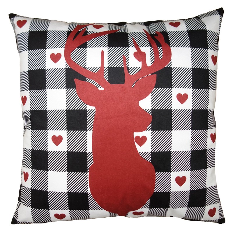 KT021.330 Cushion Cover 45x45 cm Red Black Polyester Deer Pillow Cover