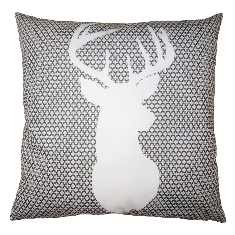 KT021.331 Cushion Cover 45x45 cm Grey White Polyester Deer Pillow Cover