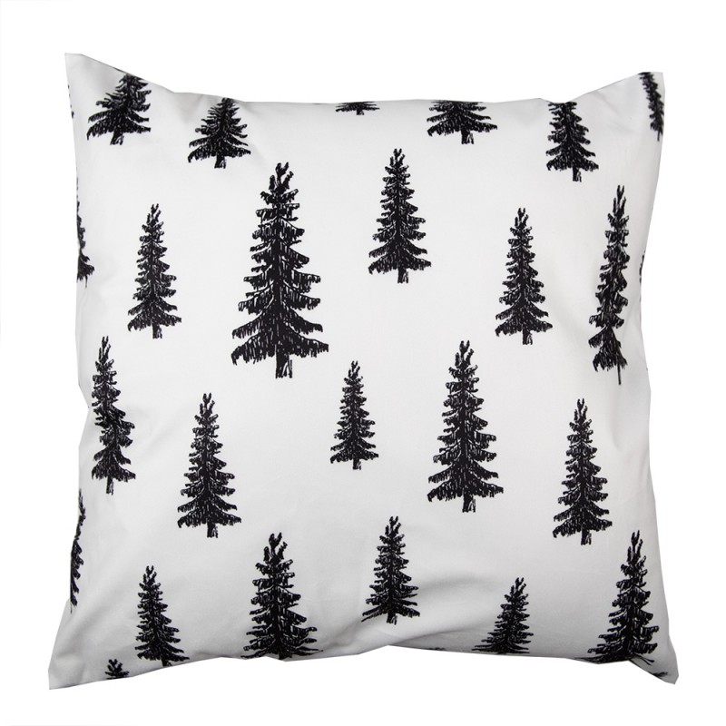 KT021.332 Cushion Cover 45x45 cm Black White Polyester Christmas Trees Pillow Cover