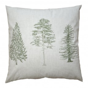 2NPT20 Housse de coussin 45x45 cm Beige Vert Polyester Sapins Housse de coussin décorative