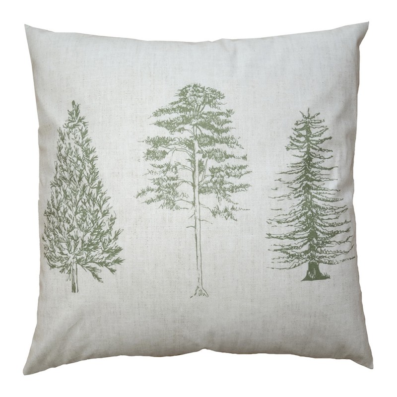 NPT20 Cushion Cover 45x45 cm Beige Green Polyester Pine Trees Pillow Cover