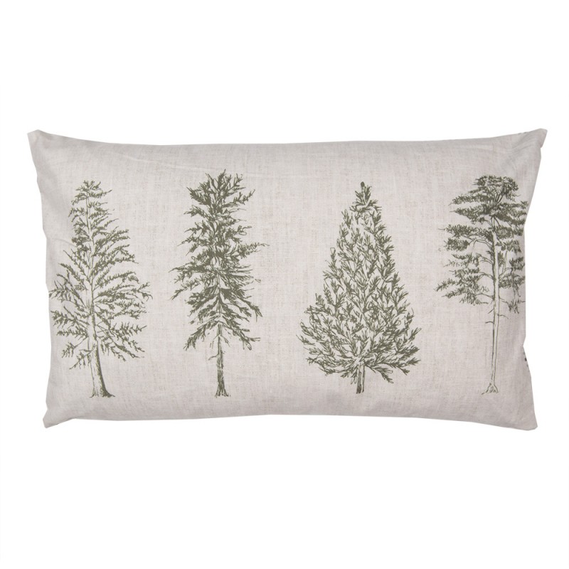 NPT36-2 Kussenhoes  30x50 cm Beige Groen Polyester Dennenbomen Sierkussenhoes