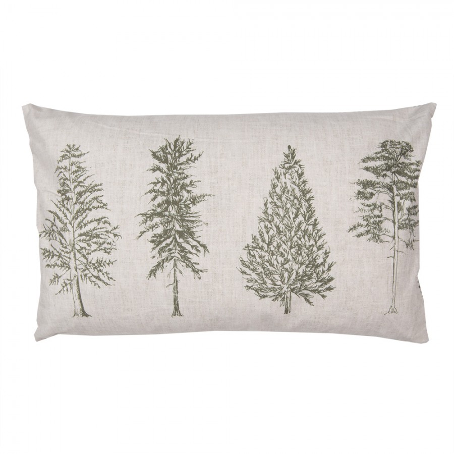 NPT36-2 Federa per cuscino 30x50 cm Beige Verde Poliestere Alberi di pino  Copricuscino decorativo