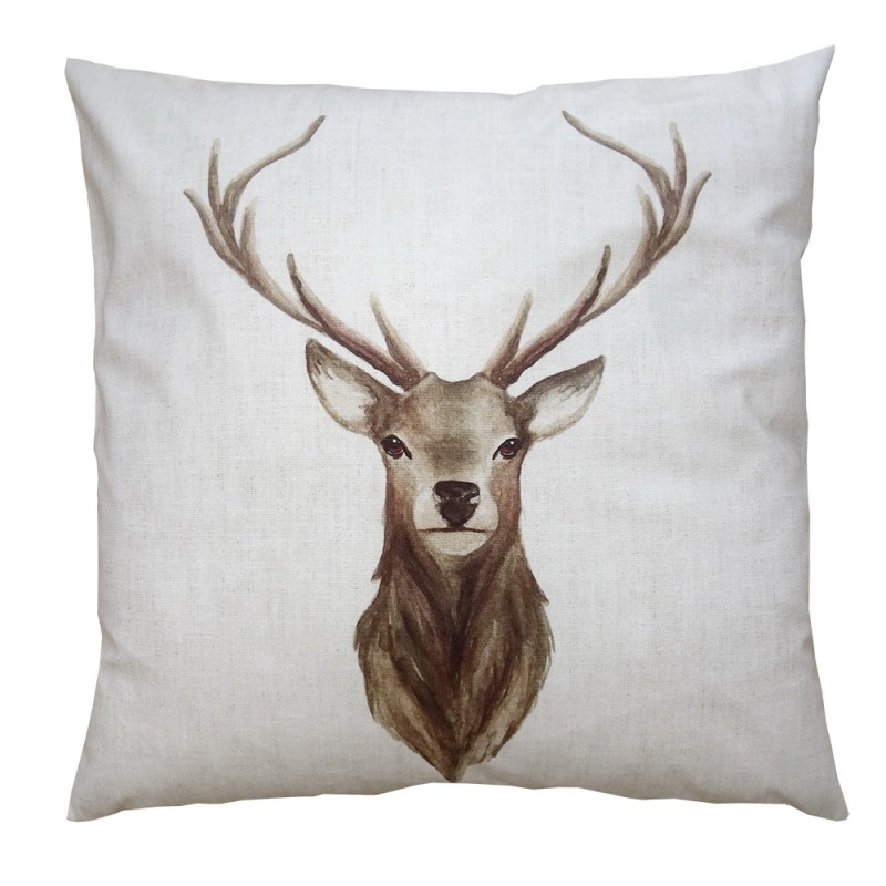 NWV21 Cushion Cover 45x45 cm Beige Brown Polyester Deer Pillow Cover