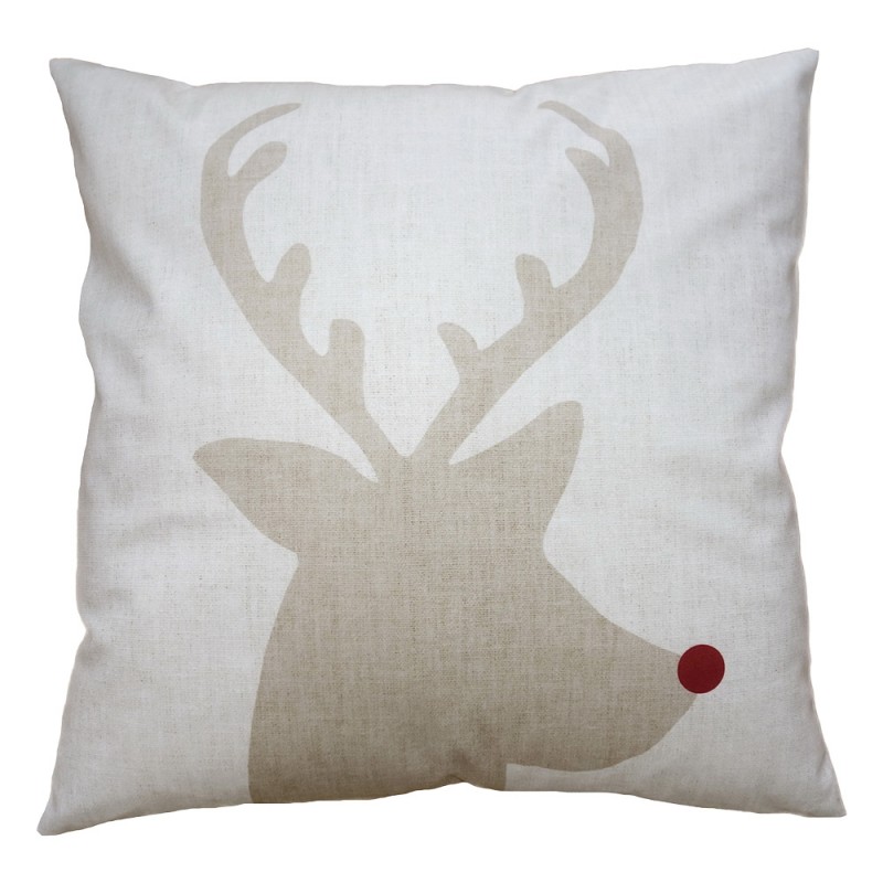 NWV22 Housse de coussin 45x45 cm Beige Marron Polyester Cerf Housse de coussin décorative