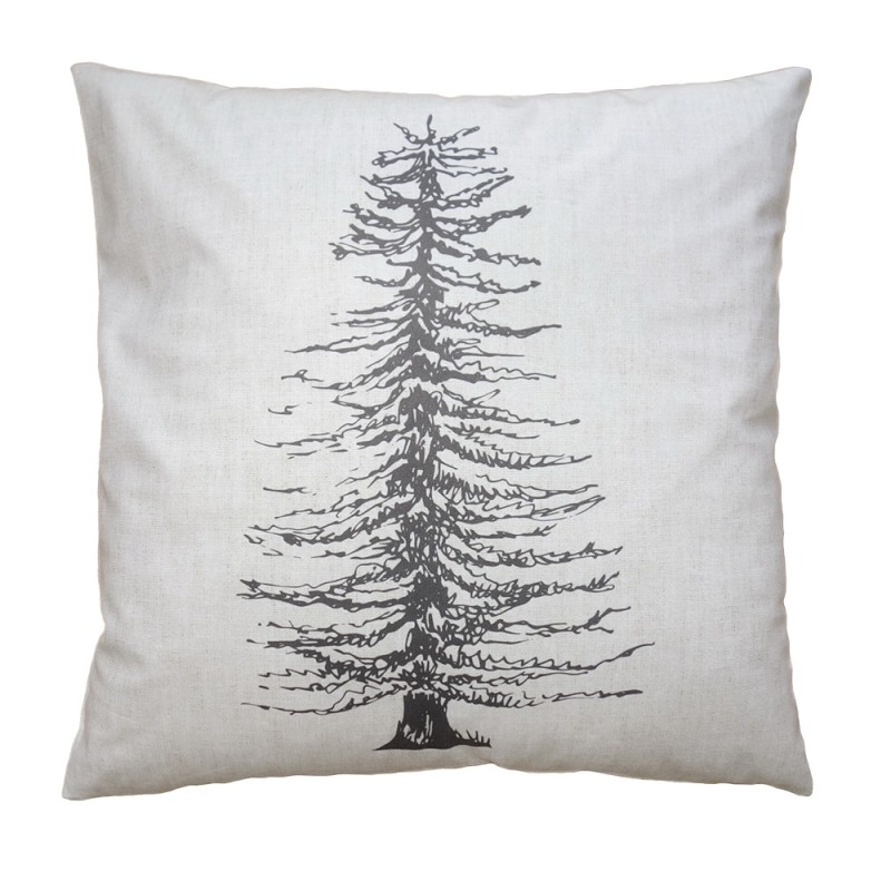 NWV23 Cushion Cover 45x45 cm Beige Grey Polyester Pine Trees Pillow Cover