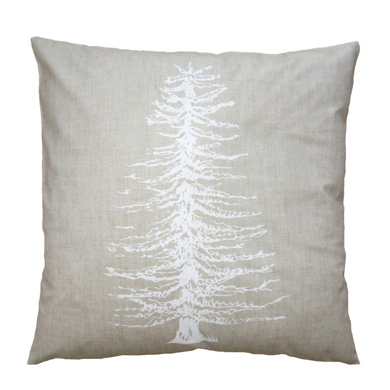 NWV24 Cushion Cover 45x45 cm Beige White Polyester Pine Trees Pillow Cover