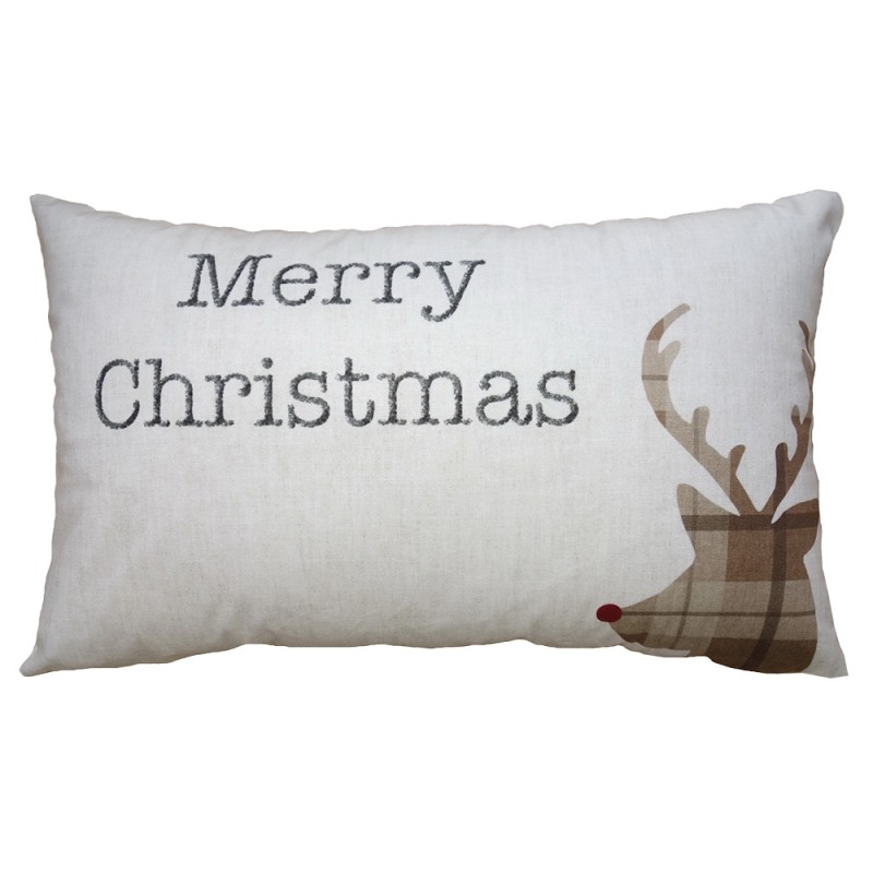 NWV36-3 Cushion Cover 30x50 cm Beige Brown Polyester Deer Pillow Cover