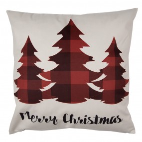 2TX24 Cushion Cover 45x45 cm Red Beige Polyester Christmas Trees Pillow Cover