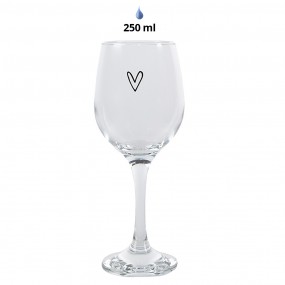26GL4400 Wine Glass Heart 250 ml Transparent Glass Wine Goblet