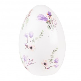 26PR3629 Dekorationsfigur Ei Ø 11x17 cm Weiß Violett Terrakotta Blumen