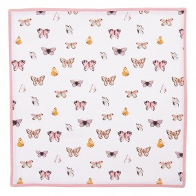 2BPD43 Napkins Cotton Set of 6 40x40 cm Beige Pink Cotton Butterflies Napkin Fabric