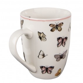 2BPDMU Mug 350 ml Blanc Rose Porcelaine Papillons Tasse à thé