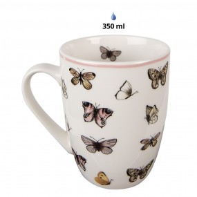 2BPDMU Mug 350 ml White Pink Porcelain Butterflies Tea Mug