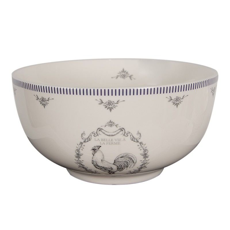 DFRBO Soup Bowl 500 ml White Grey Porcelain Rooster Serving Bowl