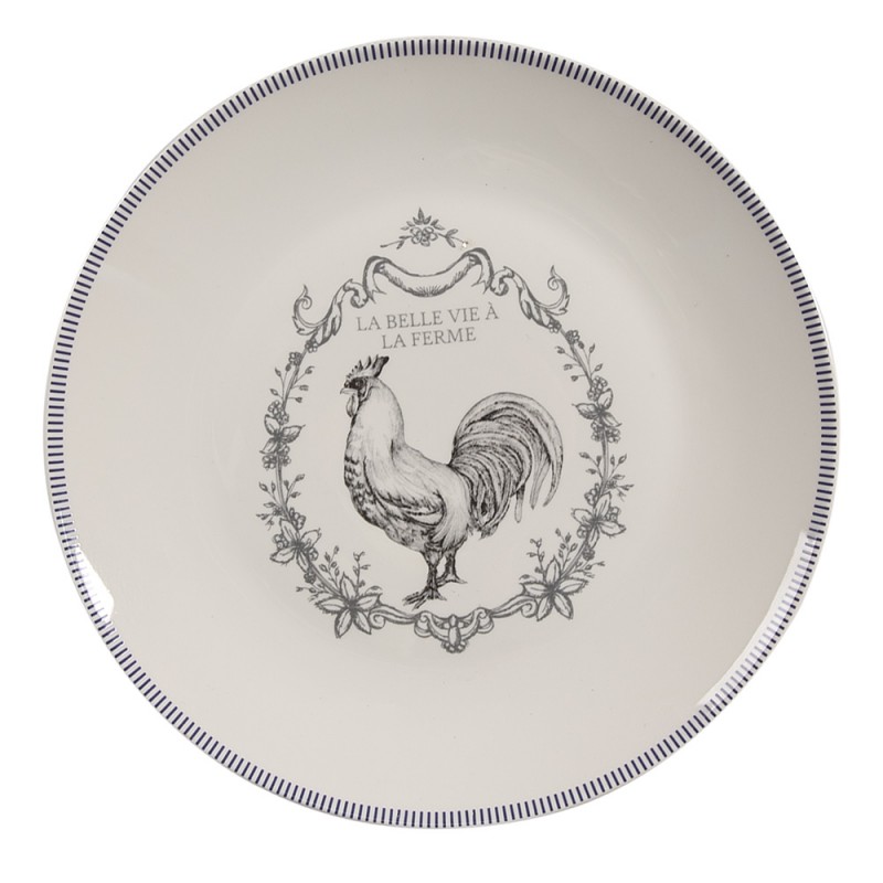 DFRDP Breakfast Plate Ø 20 cm White Grey Porcelain Rooster Plate