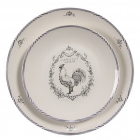 2DFRDP Breakfast Plate Ø 20 cm White Grey Porcelain Rooster Plate