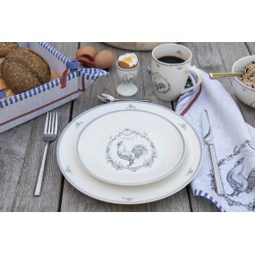 2DFRDP Breakfast Plate Ø 20 cm White Grey Porcelain Rooster Plate