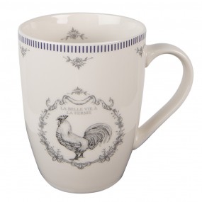 2DFRMU Mug 350 ml Blanc Gris Porcelaine Coq Tasse à thé