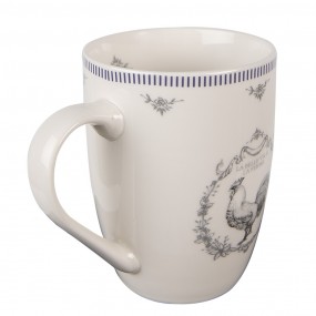 2DFRMU Mug 350 ml Blanc Gris Porcelaine Coq Tasse à thé