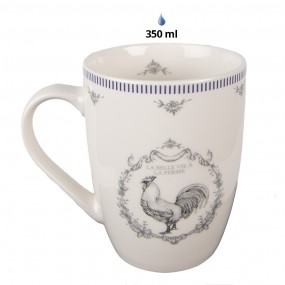 2DFRMU Mug 350 ml Blanc Gris Porcelaine Coq Tasse à thé