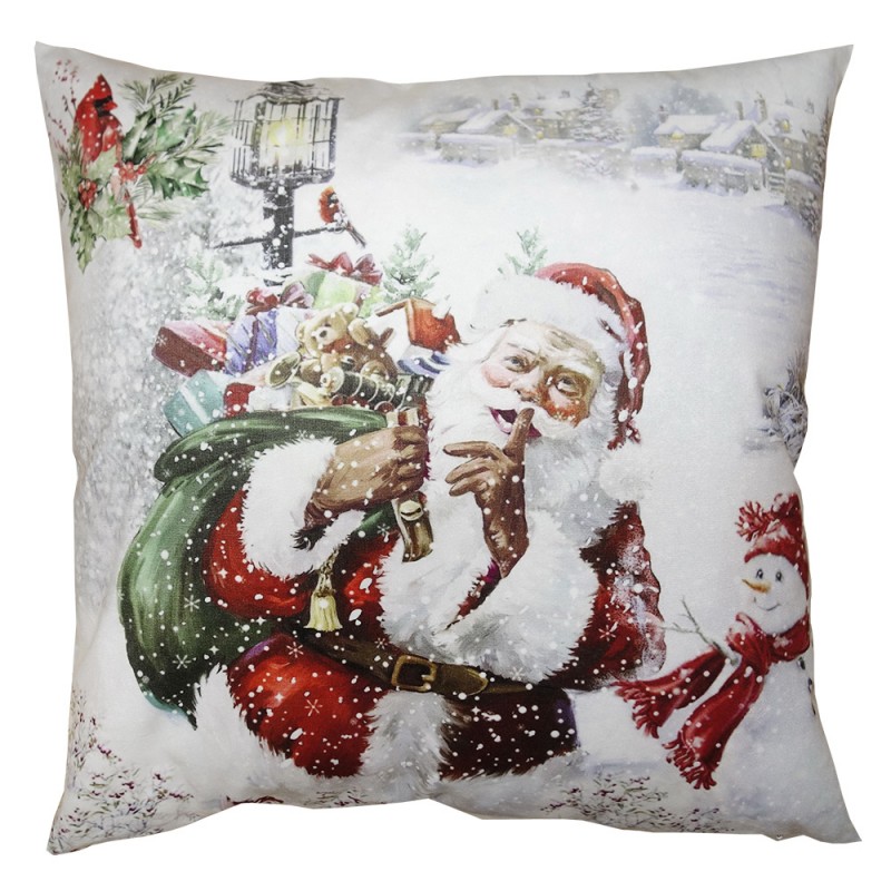 KT021.319 Federa per cuscino 45x45 cm Bianco Rosso  Poliestere Babbo Natale  Copricuscino decorativo