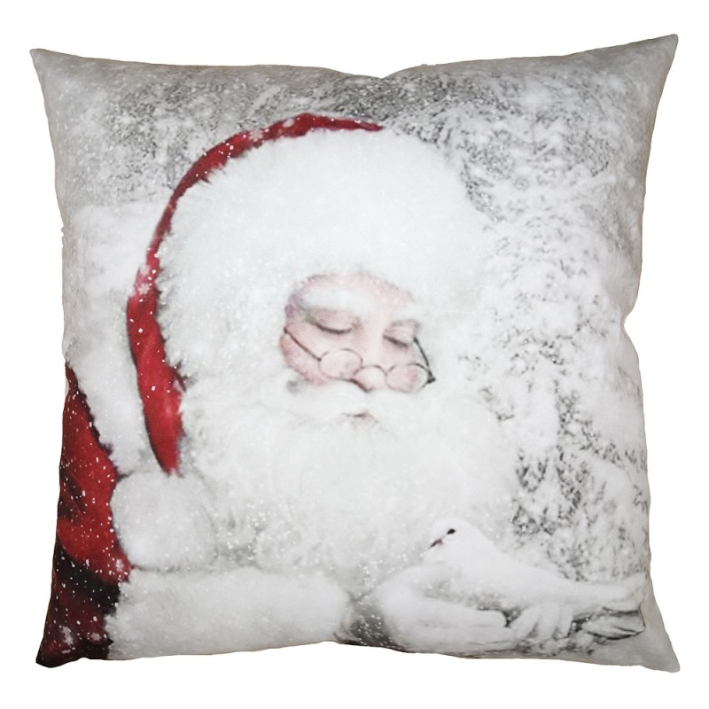 KT021.321 Cushion Cover 45x45 cm White Red Polyester Santa Claus Pillow Cover