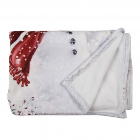 2KT060.141 Throw Blanket 130x170 cm White Red Polyester Santa Claus Blanket