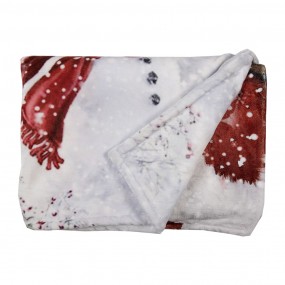 2KT060.141 Throw Blanket 130x170 cm White Red Polyester Santa Claus Blanket