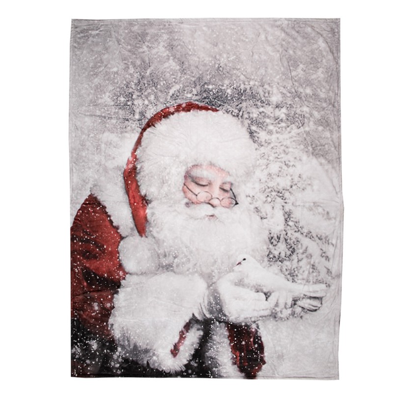KT060.142 Throw Blanket 130x170 cm White Grey Polyester Santa Claus Blanket