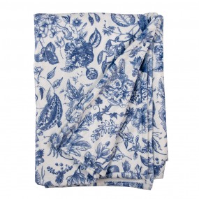 2KT060.147 Couverture 130x170 cm Blanc Bleu Polyester Fleurs Rectangle Plaid