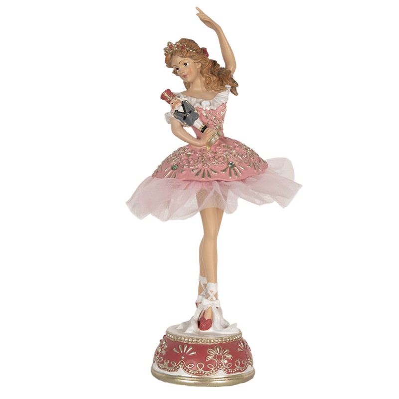 6PR4906 Statuetta decorativa Ballerina  29 cm Rosa Poliresina