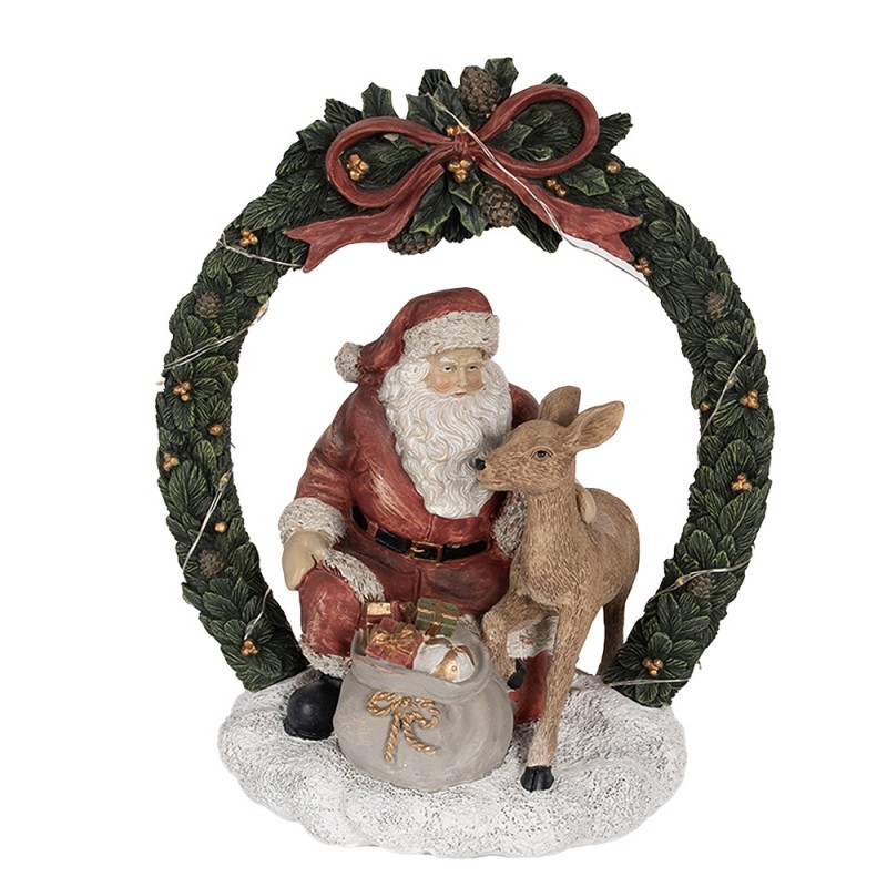 6PR4959 Christmas Decoration with LED Lighting Santa Claus 23 cm Red Polyresin