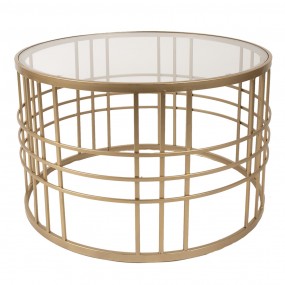 25Y1153 Coffee Table Set of 2  Ø75x46 / Ø66x41 cm Gold colored Metal Glass Round Side Table