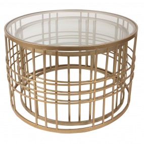 25Y1153 Coffee Table Set of 2  Ø75x46 / Ø66x41 cm Gold colored Metal Glass Round Side Table