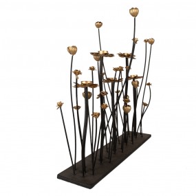 25Y1188 Candle holder 69x15x66 cm Black Gold colored Iron Flowers Candle Holder