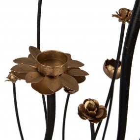 25Y1188 Candle holder 69x15x66 cm Black Gold colored Iron Flowers Candle Holder