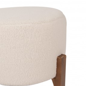 265171 Pouf Ø 45x45 cm Beige Wood Textile Round Footstool